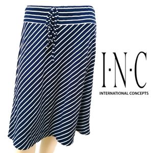 DONATED 🔖INC Navy Blue & White Striped Drawstring Skirt